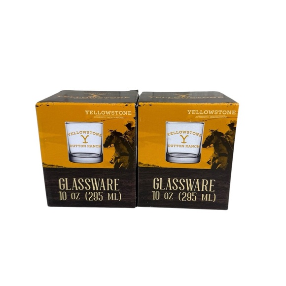 Yellowstone Dutton Ranch Glassware Set‎ of 2 Whiskey Glasses 10 oz - Picture 3 of 9